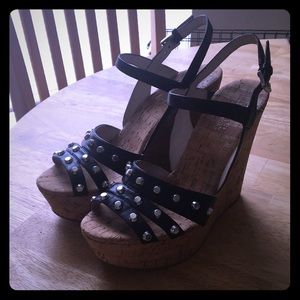 Micheal Kors black studded wedge heels 7 1/2M
